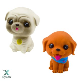 Zestaw Figurek Pieski Gumowe Piszczałka Buda Transporter 6szt LEAN TOYS