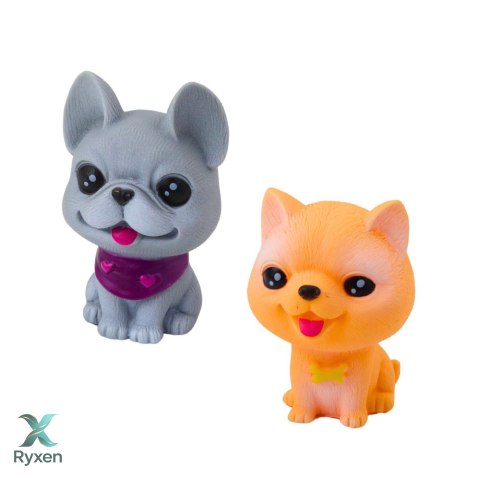 Zestaw Figurek Pieski Gumowe Piszczałka Buda Transporter 6szt LEAN TOYS