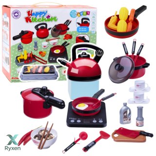 Zestaw Kuchenny Garnki Jedzenie Płyta Na Baterie Akcesoria 36el LEAN TOYS