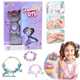 Zestaw Piękności Biżuteria Bransoletka Koraliki Spinka Syreni Ogon 48el LEAN TOYS