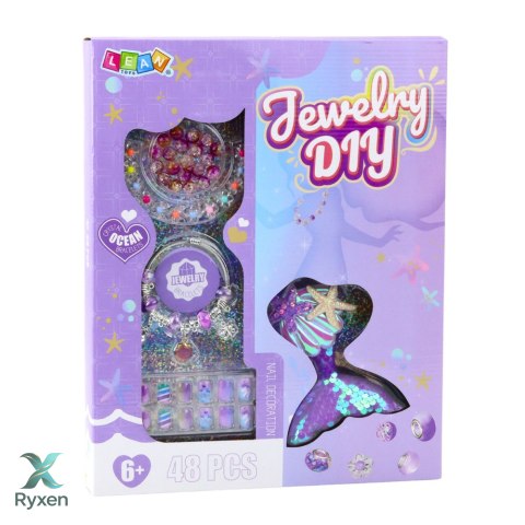Zestaw Piękności Biżuteria Bransoletka Koraliki Spinka Syreni Ogon 48el LEAN TOYS