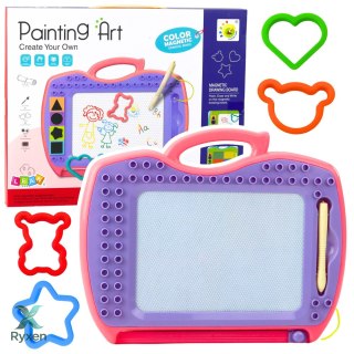 Znikopis Tablica Magnetyczna Z Suwakiem Stempelki Wzory Różowa LEAN TOYS