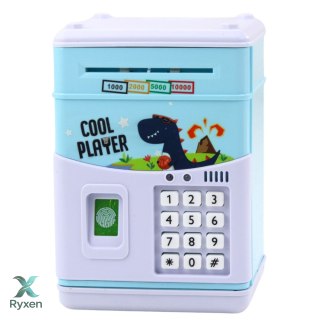 Elektroniczny Sejf Bankomat Skarbonka Na PIN Dla Dzieci Dinozaur Niebieski LEAN TOYS