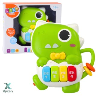 Mini Pianinko Dla Malucha Dinozaur Zielony Światła Dźwięki LEAN TOYS