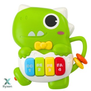 Mini Pianinko Dla Malucha Dinozaur Zielony Światła Dźwięki LEAN TOYS