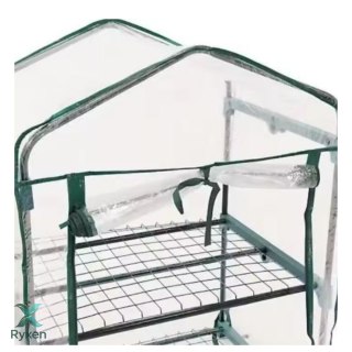 Mini Szklarnia Balkonowa Ogrodowa 4 Półki Metalowe Folia PVC 69 x 49 x 157cm LEAN