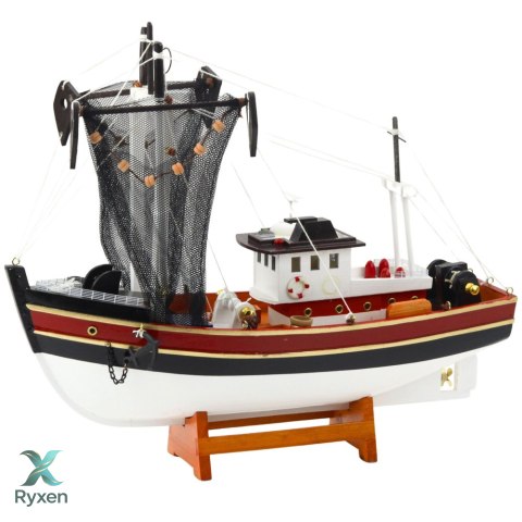 Model Kolekcjonerski Dekoracyjny Statek Kuter Rybacki Sieć Połowowa 38x31cm LEAN TOYS
