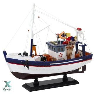 Model Kolekcjonerski Dekoracyjny Statek Kuter Rybacki Wyposażony 37x34cm LEAN TOYS