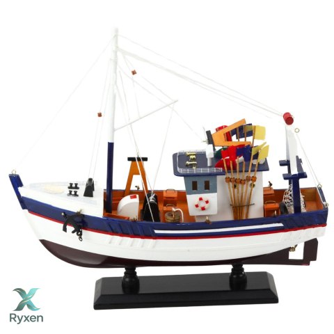 Model Kolekcjonerski Dekoracyjny Statek Kuter Rybacki Wyposażony 37x34cm LEAN TOYS