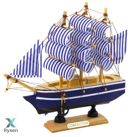 Model Kolekcjonerski Dekoracyjny Statek Żaglowiec Biało-Niebieski 16x15cm LEAN TOYS