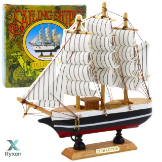 Model Kolekcjonerski Dekoracyjny Statek Żaglowiec Czarno-Biały 21x21cm LEAN TOYS