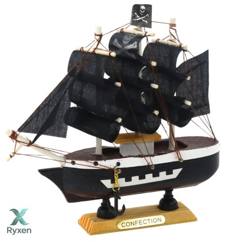 Model Kolekcjonerski Dekoracyjny Statek Żaglowiec Piracki Czarny 16x15cm LEAN TOYS