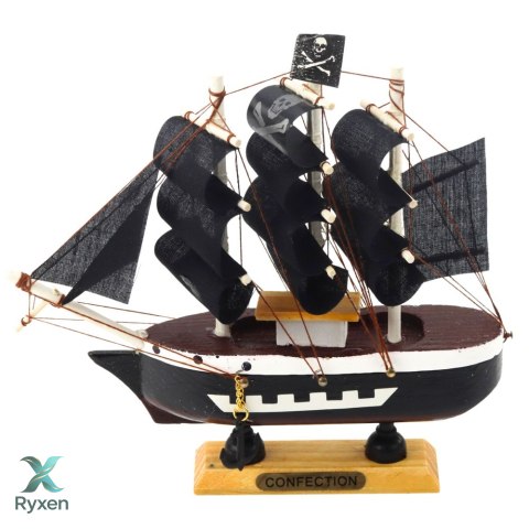 Model Kolekcjonerski Dekoracyjny Statek Żaglowiec Piracki Czarny 16x15cm LEAN TOYS