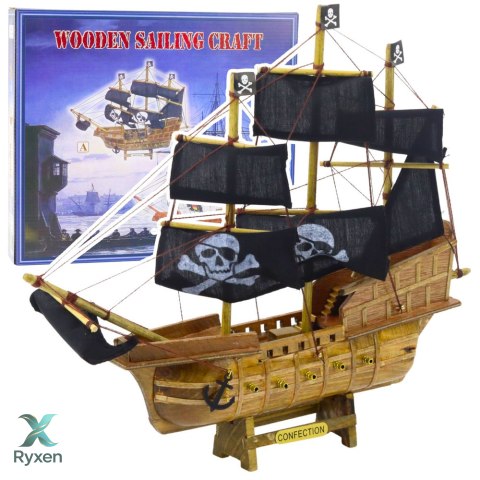 Model Kolekcjonerski Dekoracyjny Statek Żaglowiec Piracki Czarny 33x29cm LEAN TOYS