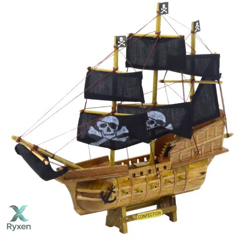 Model Kolekcjonerski Dekoracyjny Statek Żaglowiec Piracki Czarny 33x29cm LEAN TOYS
