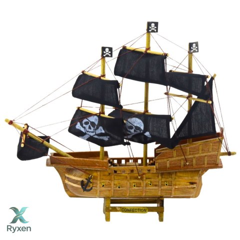 Model Kolekcjonerski Dekoracyjny Statek Żaglowiec Piracki Czarny 33x29cm LEAN TOYS