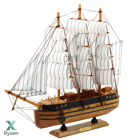 Model Kolekcjonerski Dekoracyjny Statek Żaglowiec Trójmasztowy Biały 39x36cm LEAN TOYS