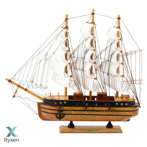 Model Kolekcjonerski Dekoracyjny Statek Żaglowiec Trójmasztowy Biały 39x36cm LEAN TOYS