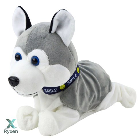 Pies Pluszowy Na Baterie Interaktywny Husky Porusza Się Wydaje Dźwięki LEAN TOYS