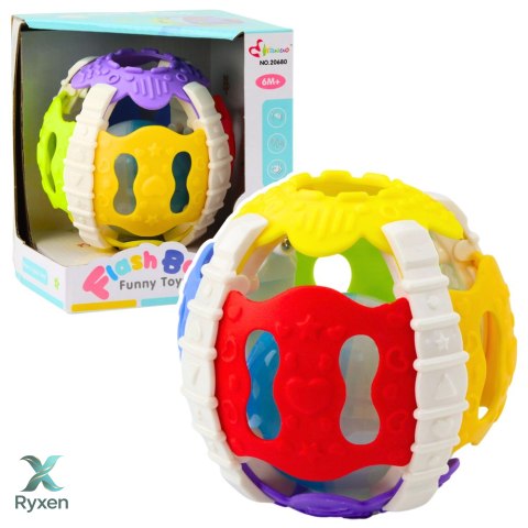 Piłeczka Sensoryczna Dla Niemowląt Gumowa Światła Dźwięki Kolorowa LEAN TOYS