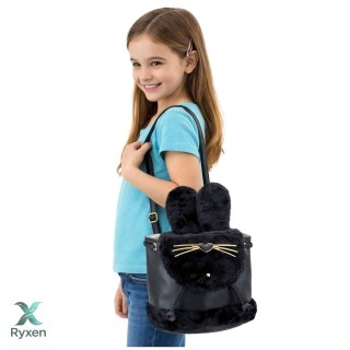 Plecak Dziecięcy Pluszowy Uszy Regulowany Pasek Czarny 22cm 4L LEAN