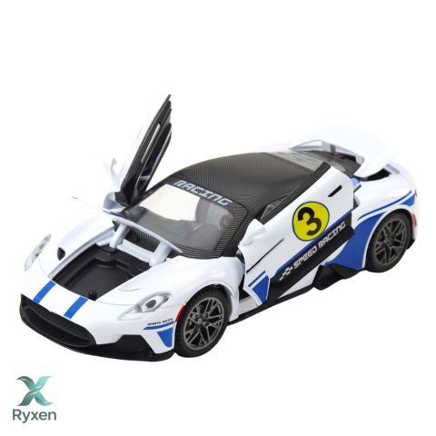 Samochód Metalowy Sportowy Światła Dźwięki Napęd Biały 1:22 LEAN TOYS