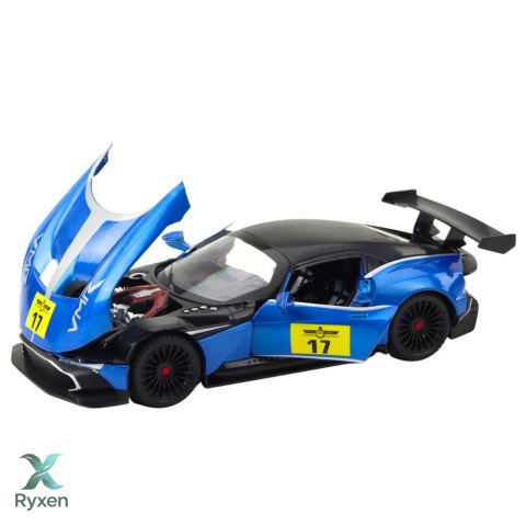 Samochód Metalowy Sportowy Światła Dźwięki Napęd Niebieski 1:22 LEAN TOYS