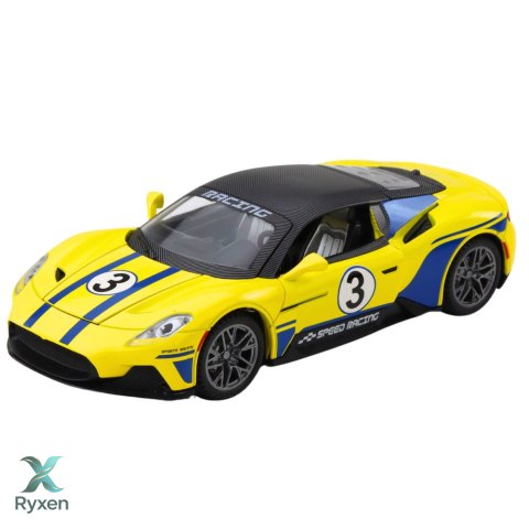 Samochód Metalowy Sportowy Światła Dźwięki Napęd Żółty 1:22 LEAN TOYS