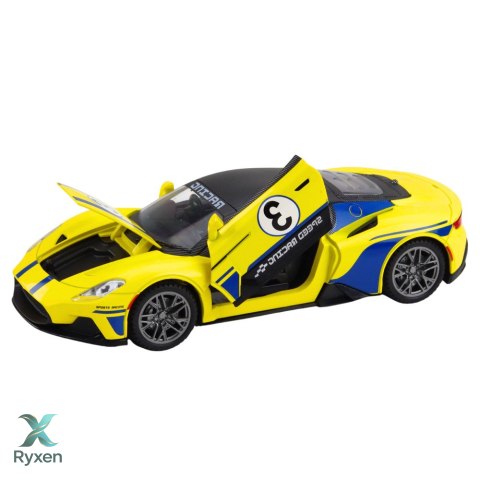 Samochód Metalowy Sportowy Światła Dźwięki Napęd Żółty 1:22 LEAN TOYS