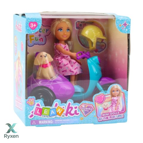 Zestaw Mini Laleczka Ankiki Na Skuterze Trójkołowym Piesek LEAN TOYS
