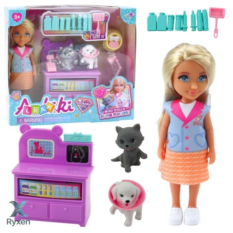 Zestaw Mini Laleczka Weterynarz Pies Kot Akcesoria Do Leczenia LEAN TOYS