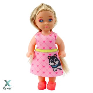 Zestaw Mini Laleczka Z Pieskiem i Kotkiem Legowisko Miska Z Jedzeniem LEAN TOYS