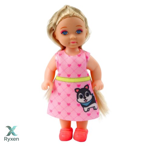 Zestaw Mini Laleczka Z Pieskiem i Kotkiem Legowisko Miska Z Jedzeniem LEAN TOYS