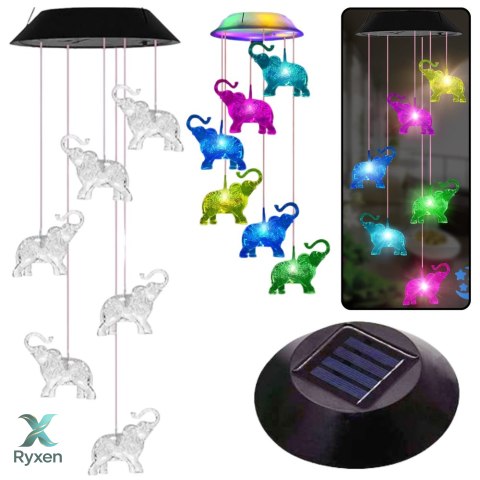 Lampki Solarne Ogrodowe LED Dzwonki Słoniki Kolorowe 70cm LEAN