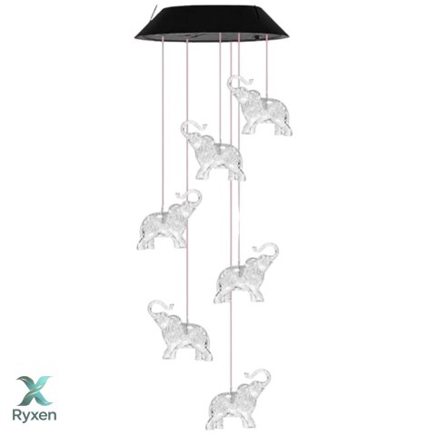 Lampki Solarne Ogrodowe LED Dzwonki Słoniki Kolorowe 70cm LEAN