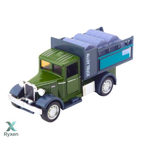 Ciężarówka Klasyczna Metalowa Napęd Pull Back Światła Dźwięki LEAN TOYS