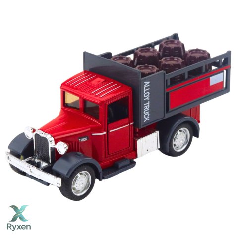 Ciężarówka Klasyczna Metalowa Napęd Pull Back Światła Dźwięki LEAN TOYS