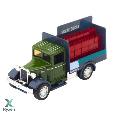 Ciężarówka Klasyczna Metalowa Napęd Pull Back Światła Dźwięki LEAN TOYS