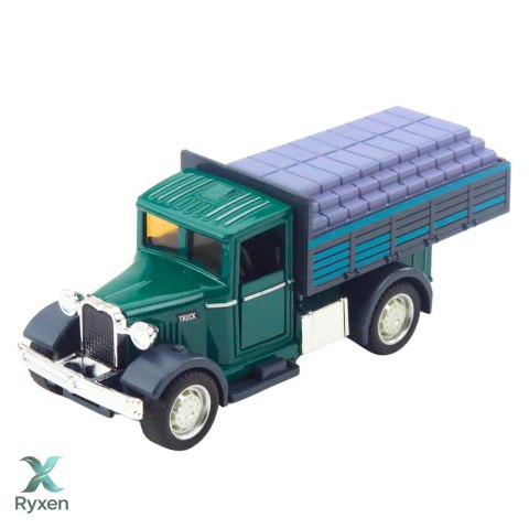 Ciężarówka Klasyczna Metalowa Napęd Pull Back Światła Dźwięki LEAN TOYS