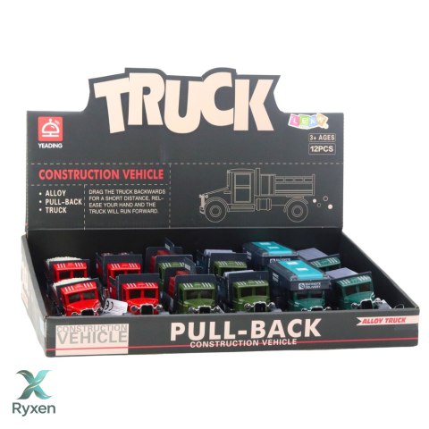 Ciężarówka Klasyczna Metalowa Napęd Pull Back Światła Dźwięki LEAN TOYS