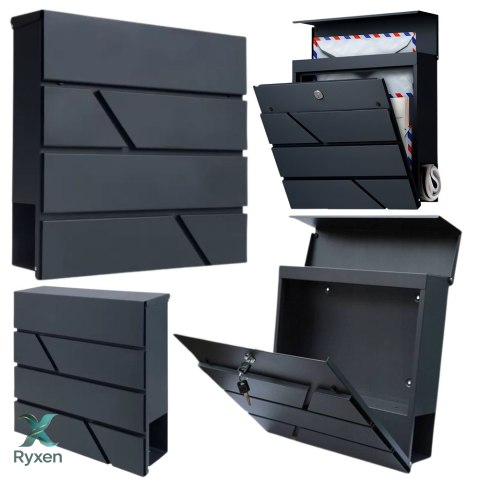 Duża Skrzynka Pocztowa Na Listy Gazety Antracytowa 37x37x11 cm LEAN