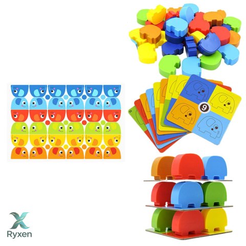 Gra Zręcznościowa Rodzinna Wieża Ze Słoników Układanie 45 el. LEAN TOYS