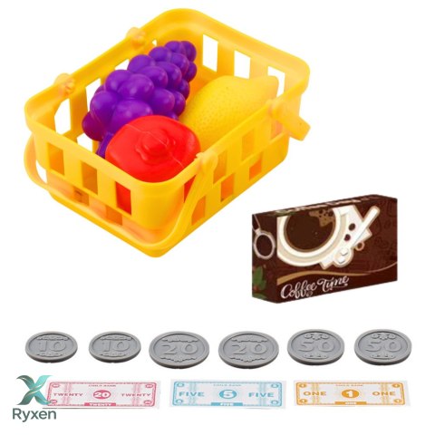 Kasa Sklepowa Dla Dzieci Akcesoria Koszyk Owoce Światła Dźwięki Czerwona LEAN TOYS