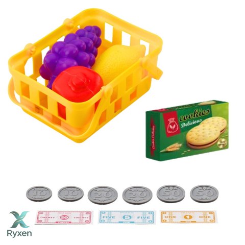 Kasa Sklepowa Dla Dzieci Akcesoria Koszyk Owoce Światła Dźwięki Zielona LEAN TOYS
