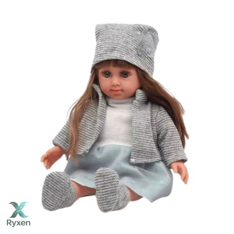 Lalka W Niebieskiej Sukience Czapeczka Sweterek Rękawiczki Czapka 36,5cm LEAN TOYS
