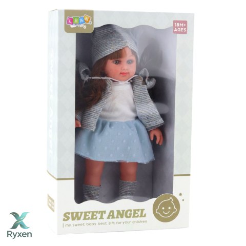 Lalka W Niebieskiej Sukience Czapeczka Sweterek Rękawiczki Czapka 36,5cm LEAN TOYS