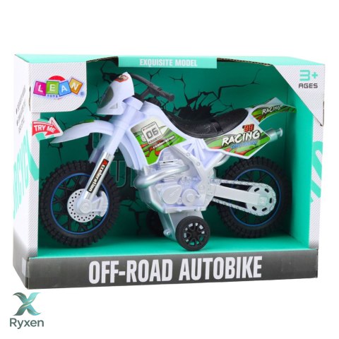 Motor Crossowy Off-Road Napęd Światła Dźwięki Biały LEAN TOYS