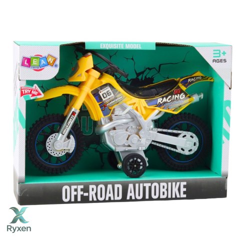 Motor Crossowy Off-Road Napęd Światła Dźwięki Żółty LEAN TOYS