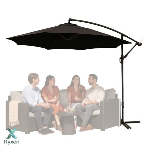 Parasol Ogrodowy Boczny Z Regulacją Pochyłu Pokrowiec 350 x 250cm Czarny LEAN