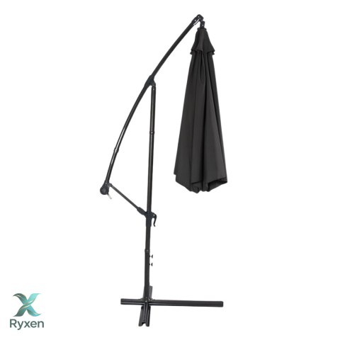 Parasol Ogrodowy Boczny Z Regulacją Pochyłu Pokrowiec 350 x 250cm Czarny LEAN